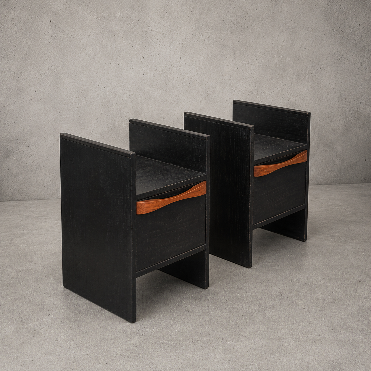 Pair of Compact Vintage Mid Century Bedside Cabinets