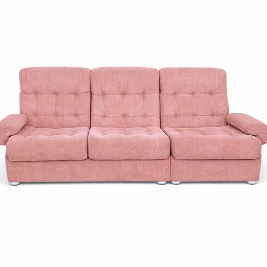 Mid-Century Modular Two-Seater Sofa with Integrated Armchair – Dusty Pink Upholstery (Heals Retailed)