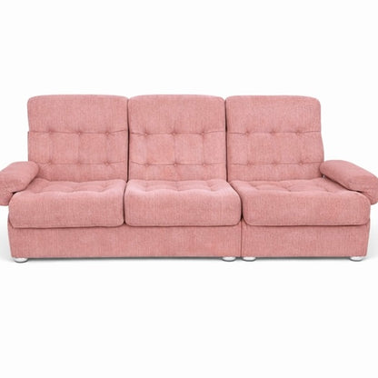 Mid-Century Modular Two-Seater Sofa with Integrated Armchair – Dusty Pink Upholstery (Heals Retailed)