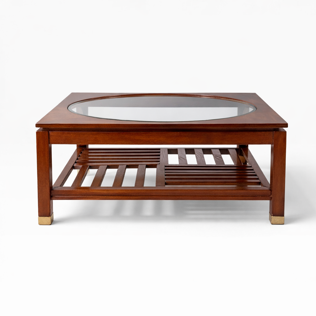 Stickley Solid Cherry Coffee Table with Glass Insert (2001)