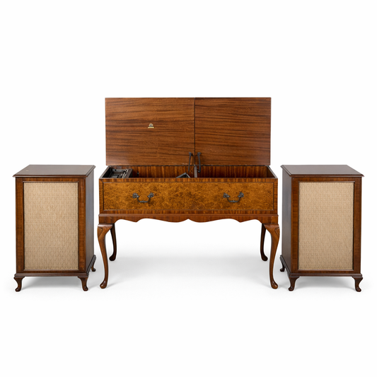 Vintage Dynatron Walnut Radiogram with Matching Stereo Speakers