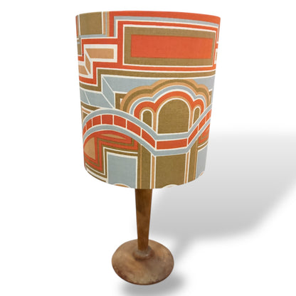 Mid-Century Wooden Table Lamp with Handmade Geometric Shade by Lightfandango