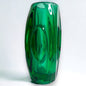 Mid century dark green glass bullet vase