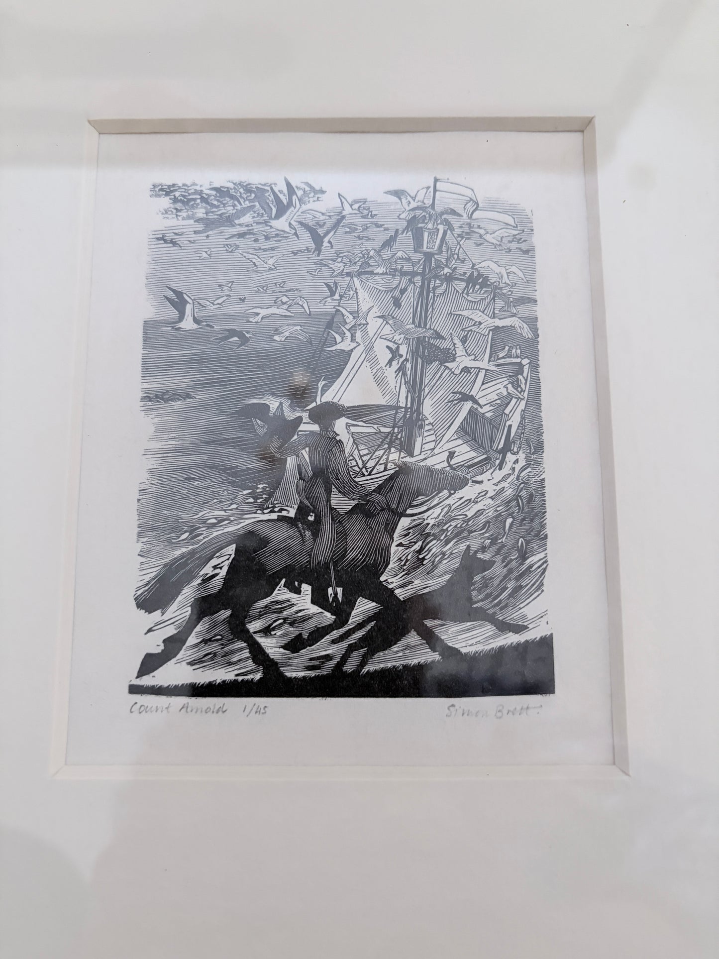 Simon Brett “Count Arnold” Woodblock Print – Vintage and Framed Limited Edition