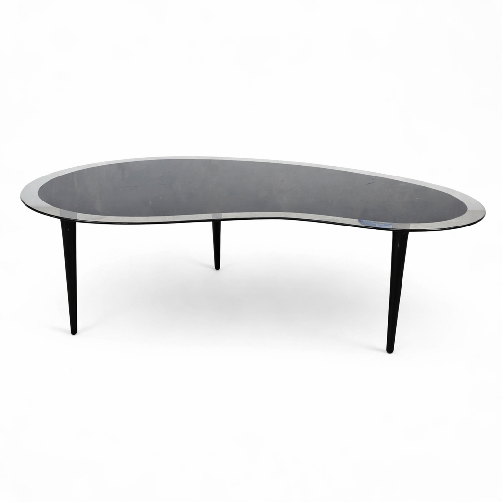 Mid-Century Italian Smoked Glass Kidney Coffee Table