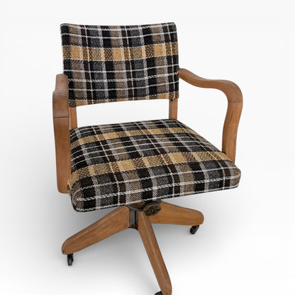 Vintage Hillcrest Oak Swivel Desk Chair with Castors — view 5