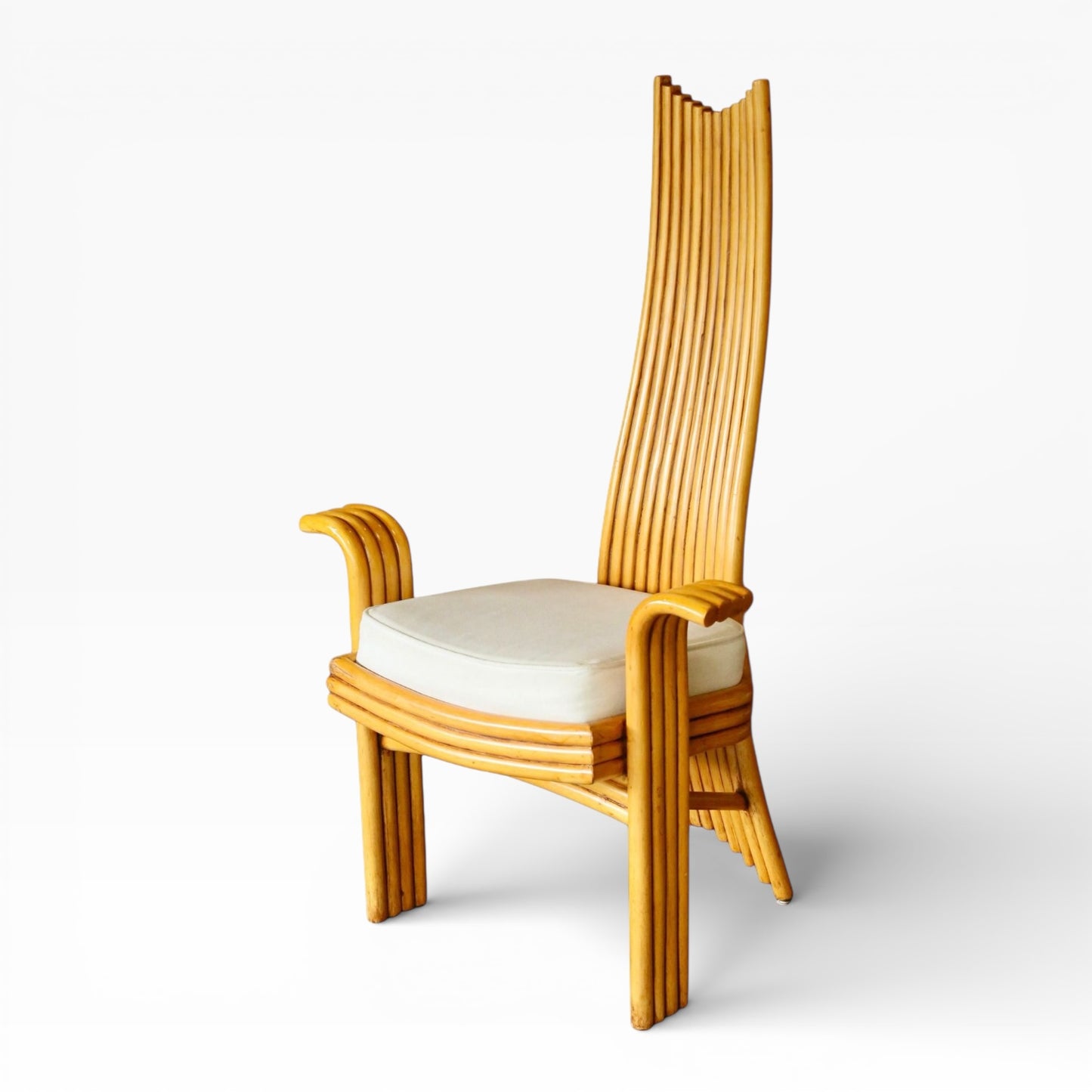 Set of 6 Modernist Tall Back Bamboo Dining Chairs by Arthur Edwards for McGuire