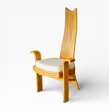 Set of 6 Modernist Tall Back Bamboo Dining Chairs by Arthur Edwards for McGuire