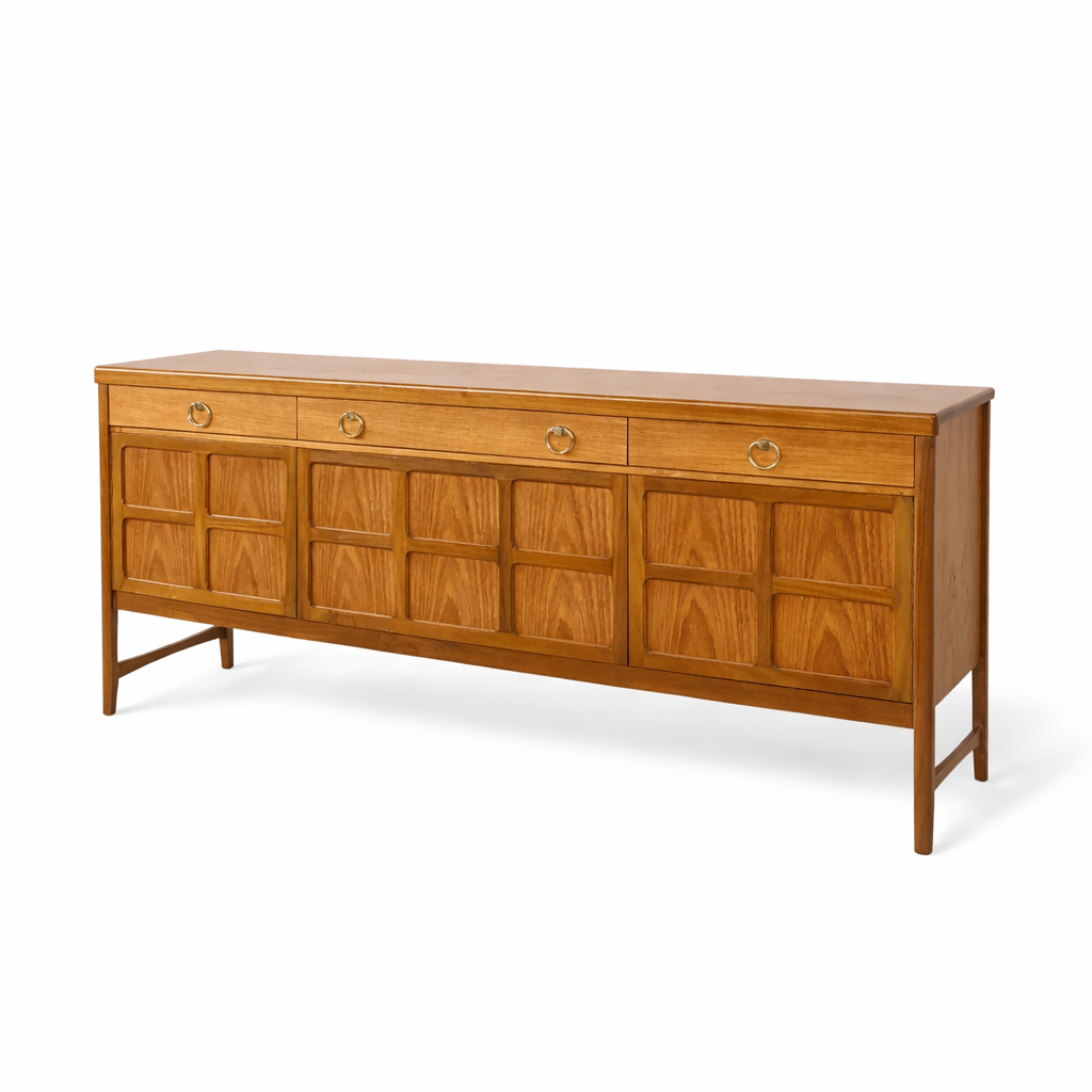 Nathan “Squares” Sideboard – Mid Century Teak Sideboard with Ring Pull Handles