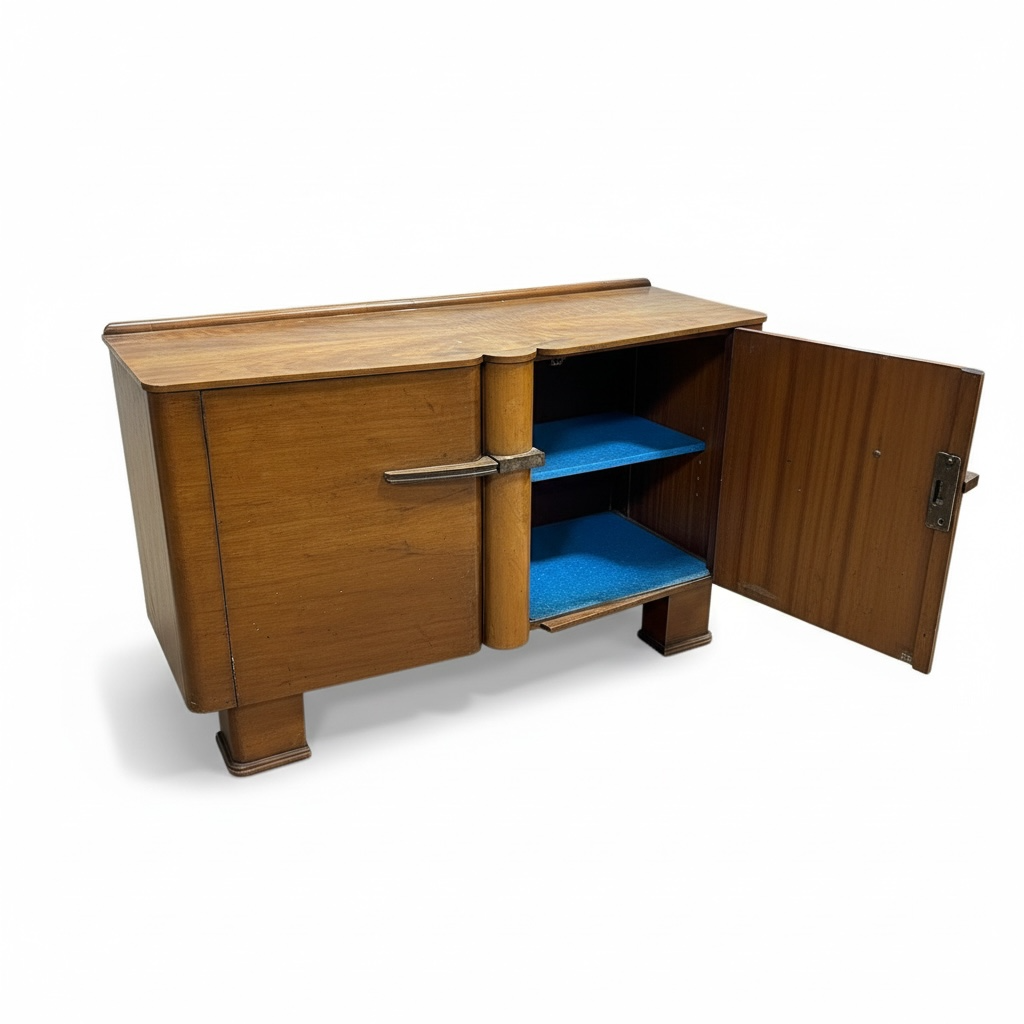 Art Deco Sideboard – Walnut Drinks Cabinet With Bakelite Handles | Vintage 1930s Bar — view 3