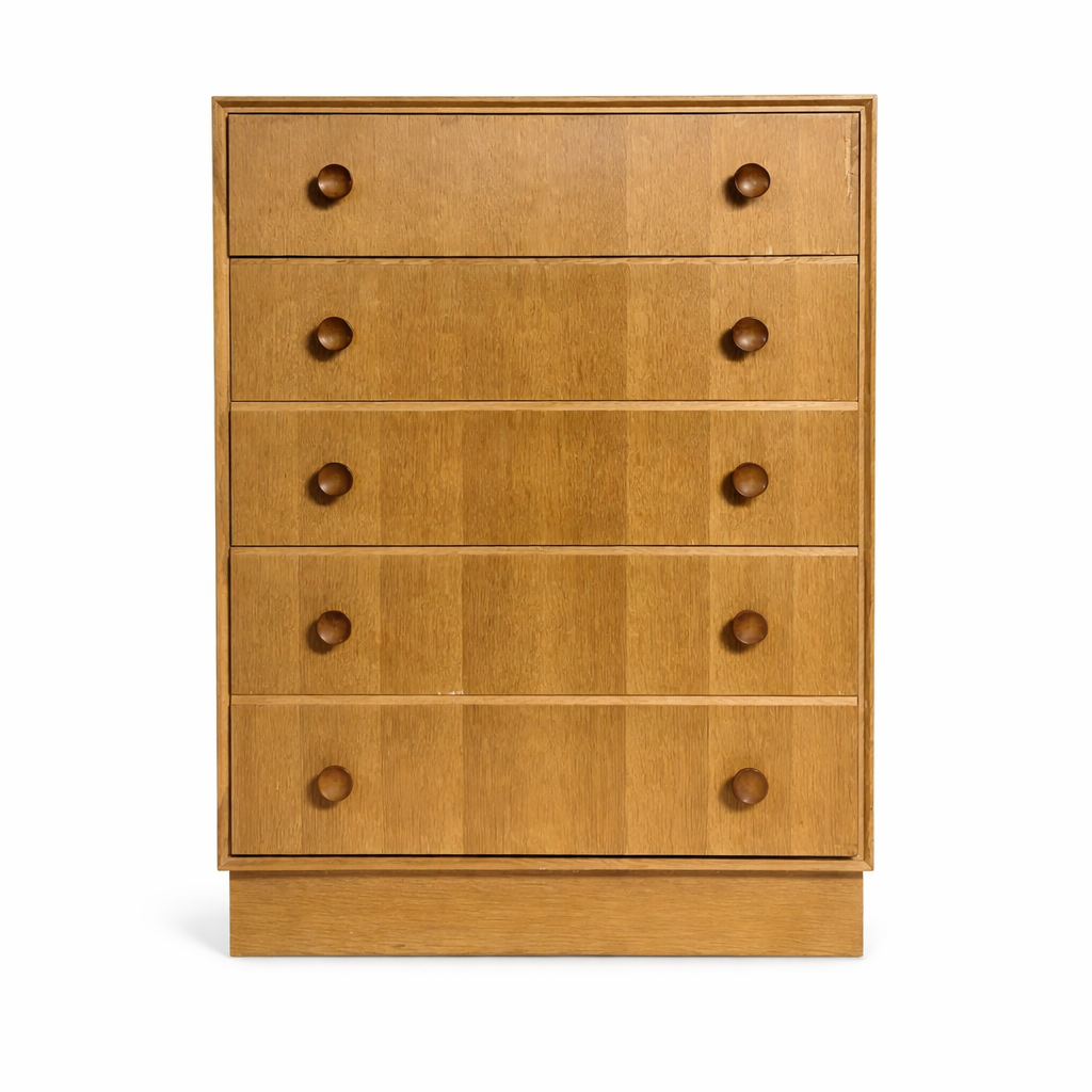 Mid-Century Meredew Oak Tallboy Chest of Drawers — view 2