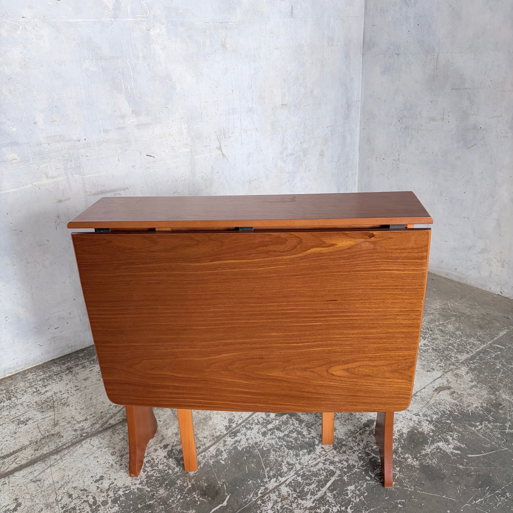 Mid Century Compact Teak Drop Leaf Dining Table Space Saving Fold Away Dining Table