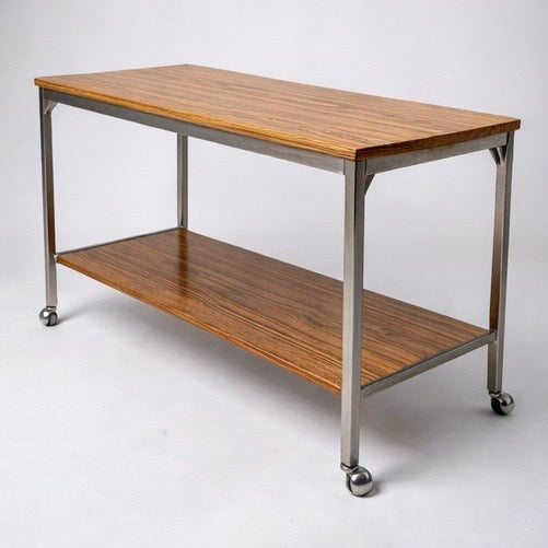 Mid Century Drinks Trolley – Walnut & Chrome Bar Cart | Stylish Portable Bar