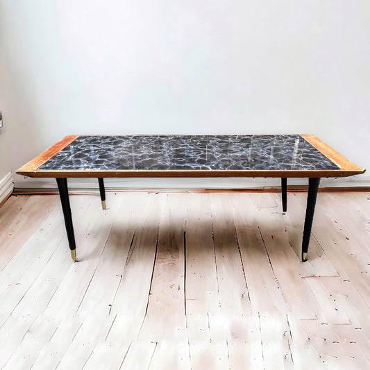 Mid Century Teak and Marble Coffee Table