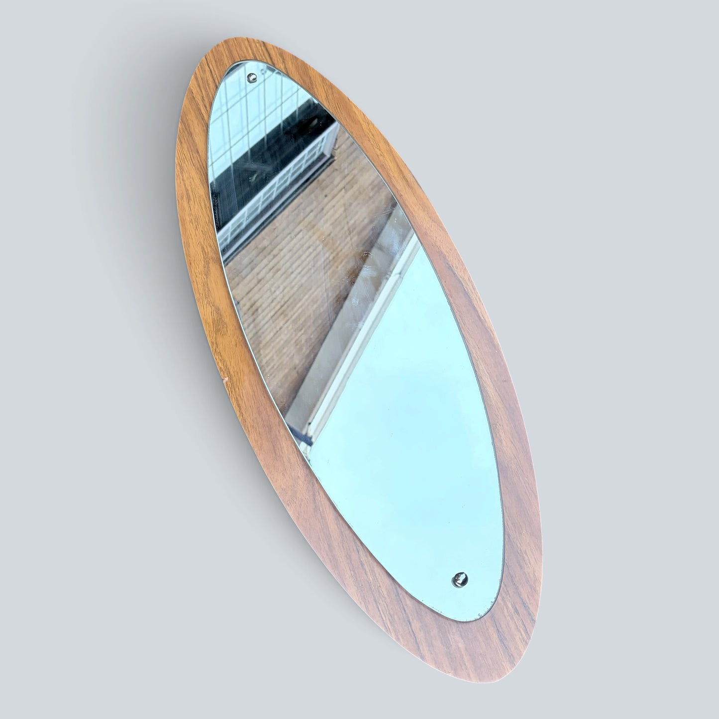 Mid-Century Space Age Oval Formica Wall Mirror – 1960s / 1970s