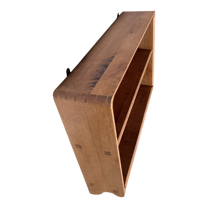 Vintage Tiger Oak & Beech Wall Shelf – Curved Open Display Unit