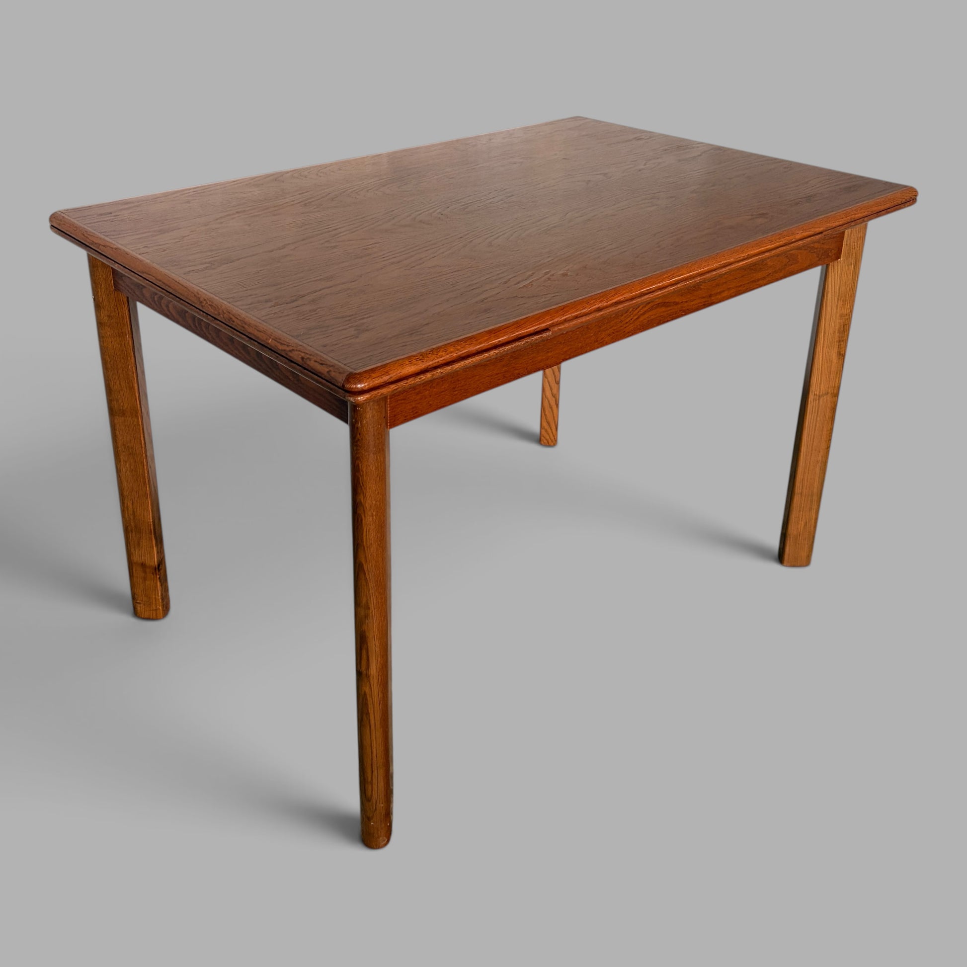 Mid Century Teak, Walnut & Oak Draw Leaf Extending Dining Table