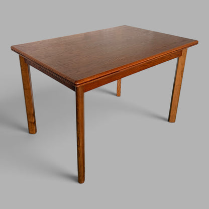 Mid Century Teak, Walnut & Oak Draw Leaf Extending Dining Table