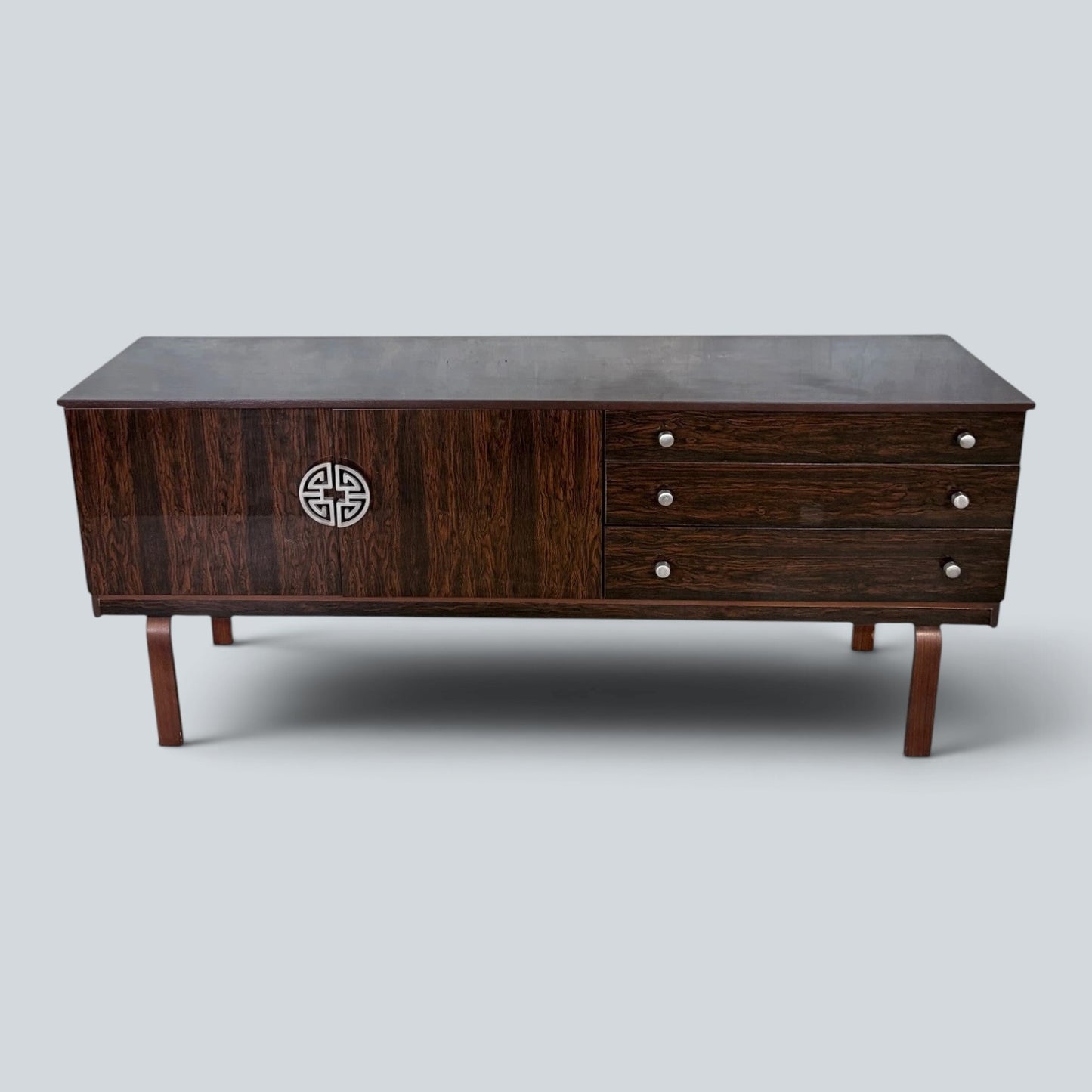 Mid Century Schreiber Rosewood Effect Formica Sideboard Cabinet