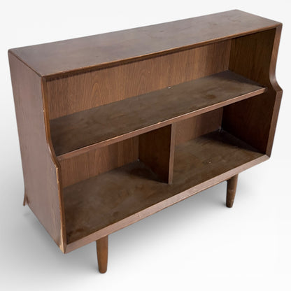 Oak Veneered Bookcase - Mid Century Small Display Shelf | Compact Storage Unit