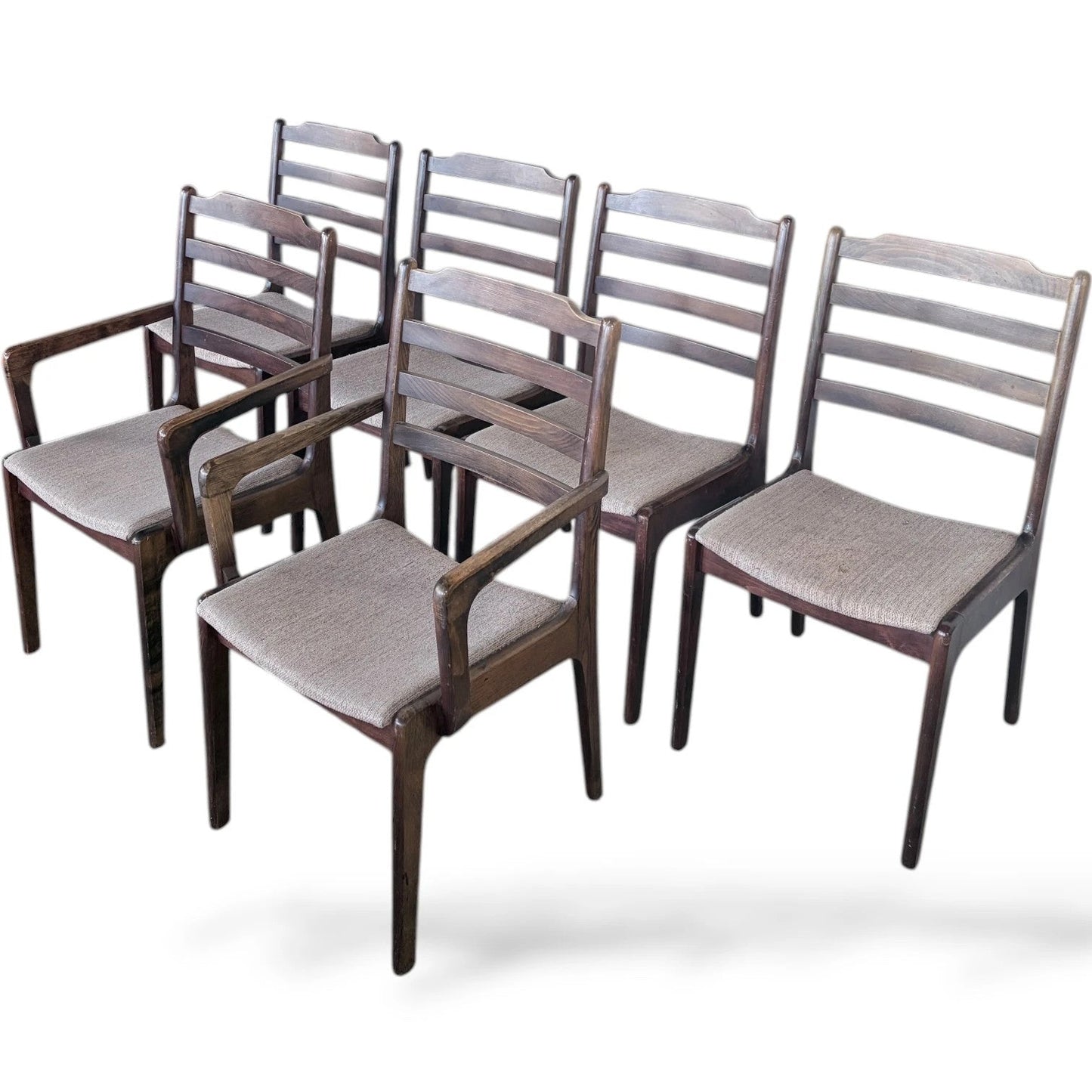 Mid Century Danish Teak & Tile Dining Table with 6 Rosewood Chairs