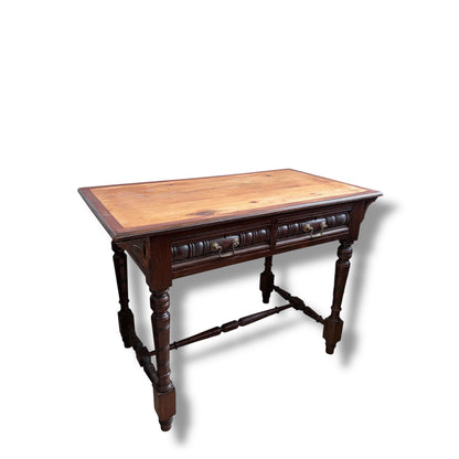 Mahogany, Pine & Oak Console Table with Two Drawers