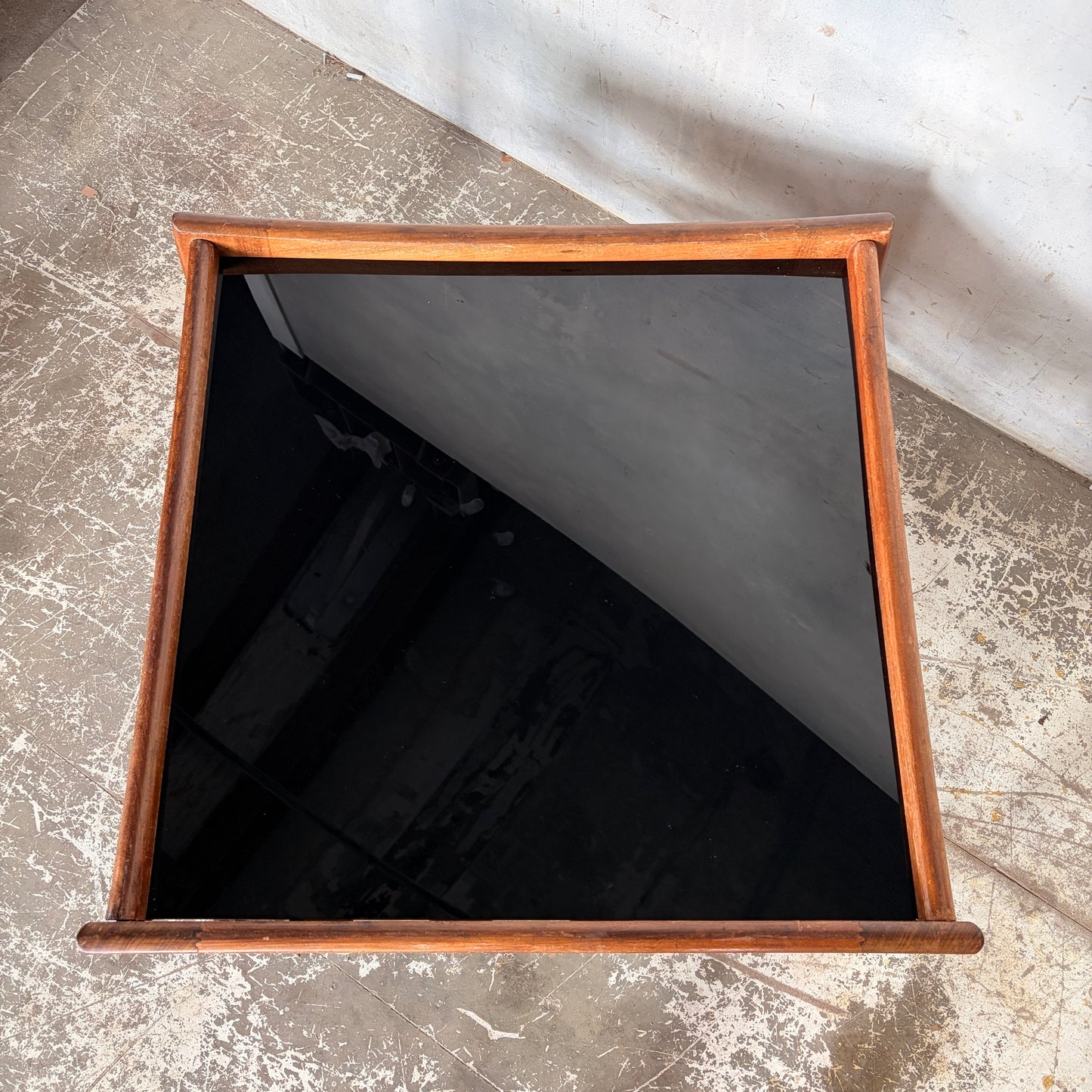 Mid Century G Plan Katrina Teak Coffee Table with Black Perspex Top