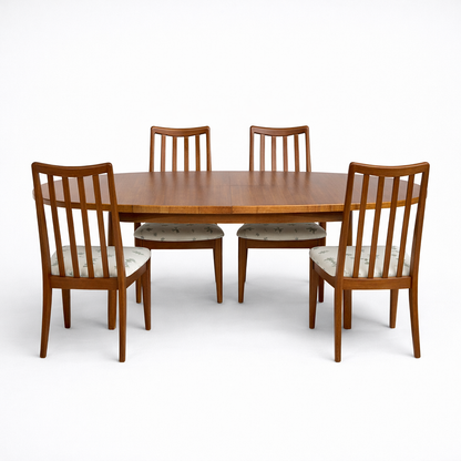 William Lawrence Oval Teak Extending Dining Table with G Plan Chairs (Set of 4)