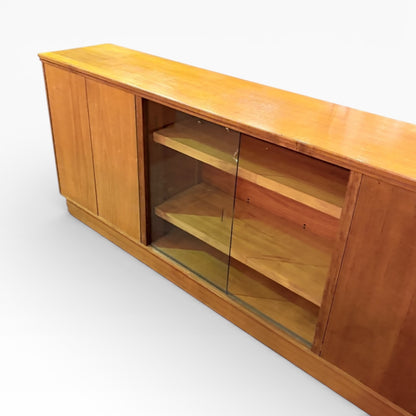 Mid Century Teak Sideboard – Vintage Storage Cabinet with Glazed Display