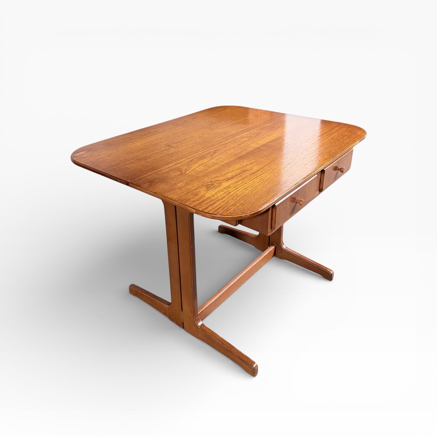 Danish Teak & Oak Drop Leaf Dining Table Desk