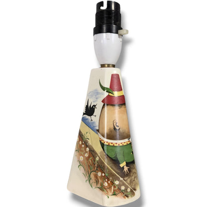 Vintage Ceramic Lamp – Hand-Painted Humpty Dumpty Table Lamp Base with Storybook Design