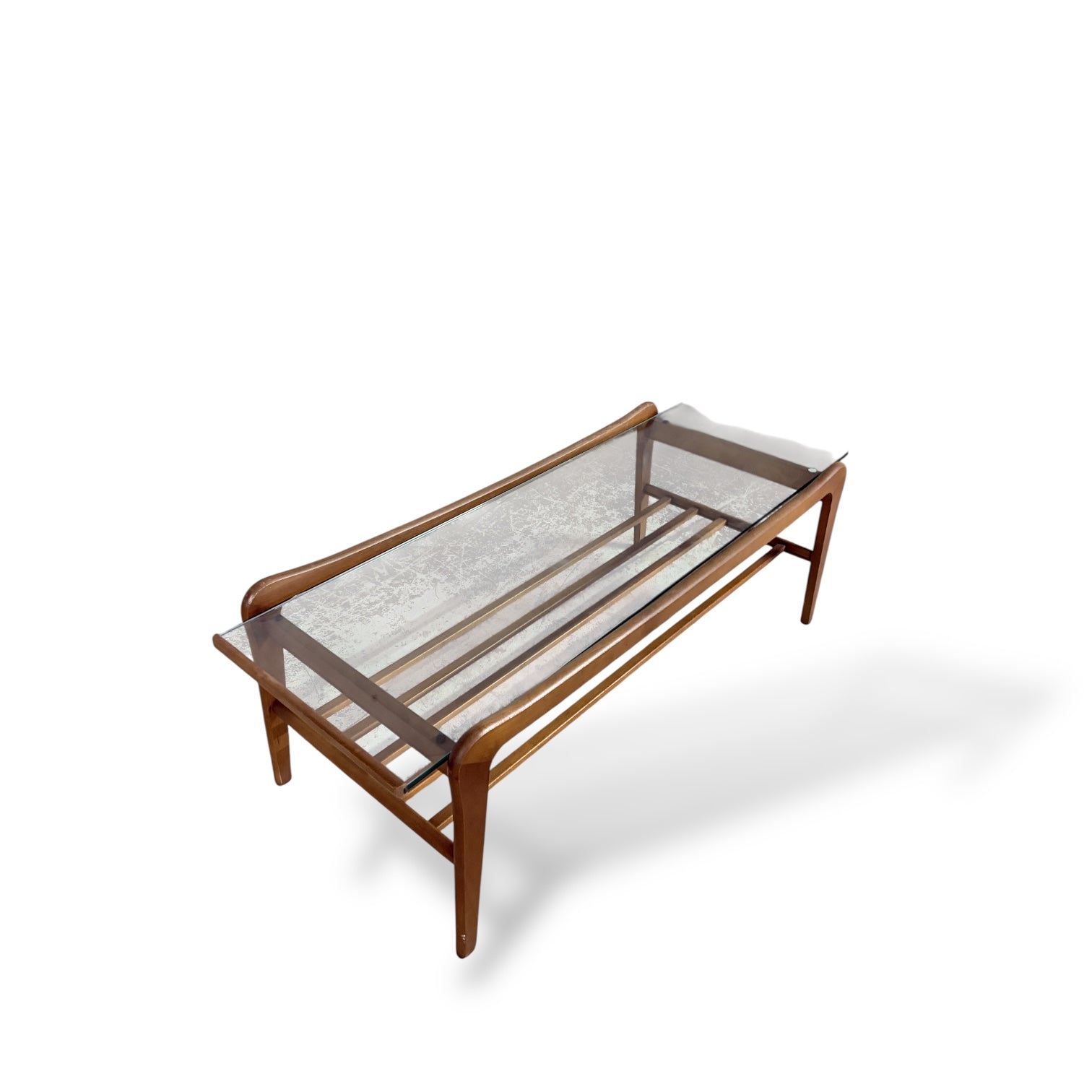 G Plan Glass and Teak Curved Coffee Table — view 6