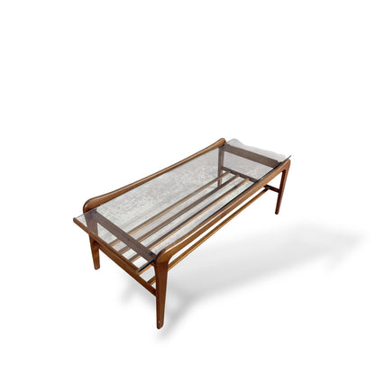 G Plan Glass and Teak Curved Coffee Table — view 6