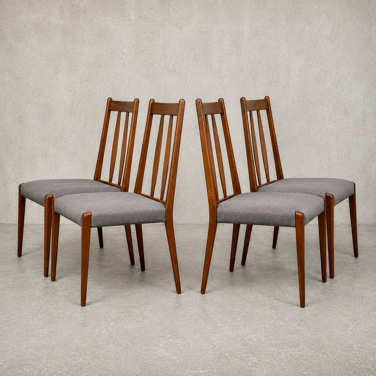 Mid Century Set of Four Danish Teak Dining Chairs by Dyrlund