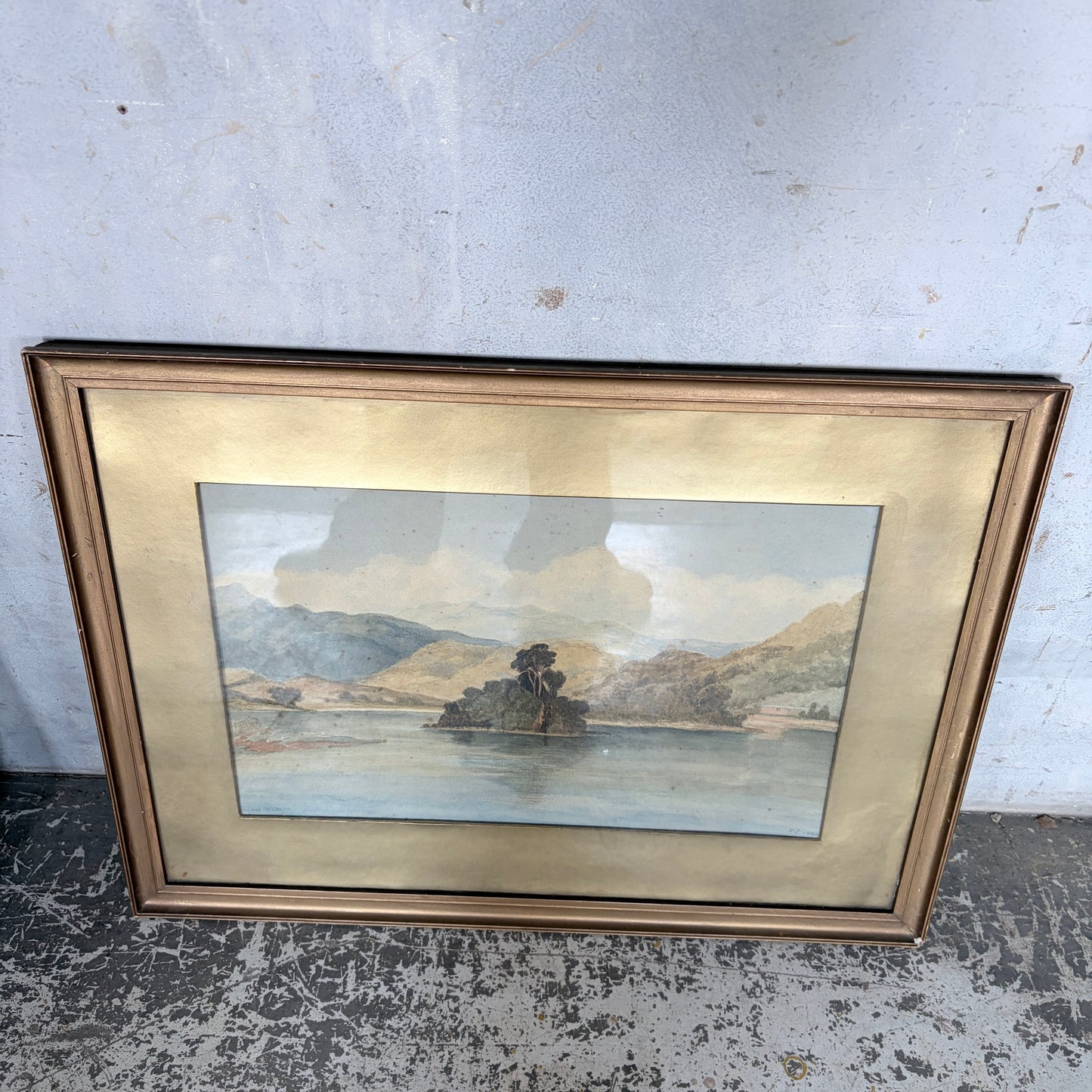 Antique 1868 Original Signed Landscape Oil Painting in Gilt Frame