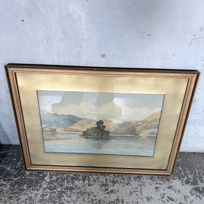 Antique 1868 Original Signed Landscape Oil Painting in Gilt Frame