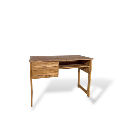 Vintage Oak & Pine Compact Desk – Mid Century Style Writing Desk with Storage