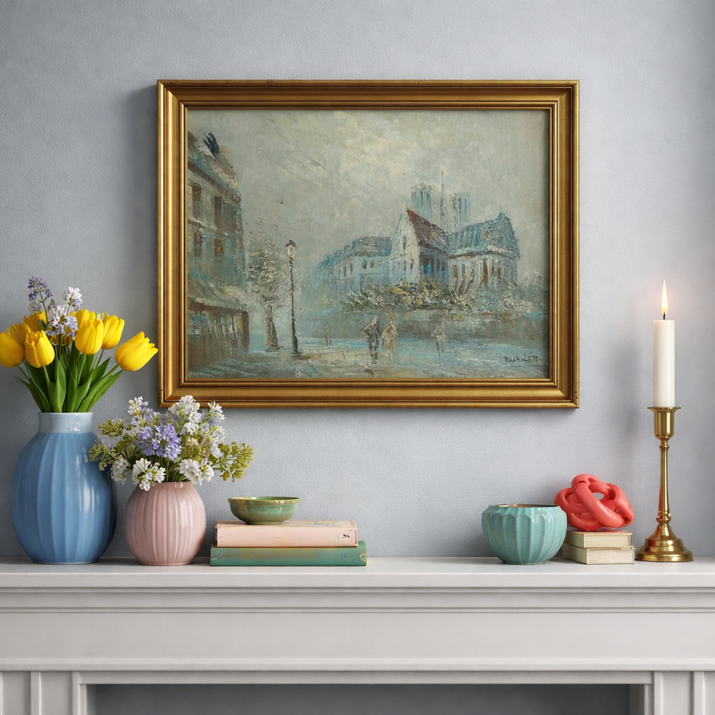 Signed Caroline Burnett Parisian Street Scene Oil Painting