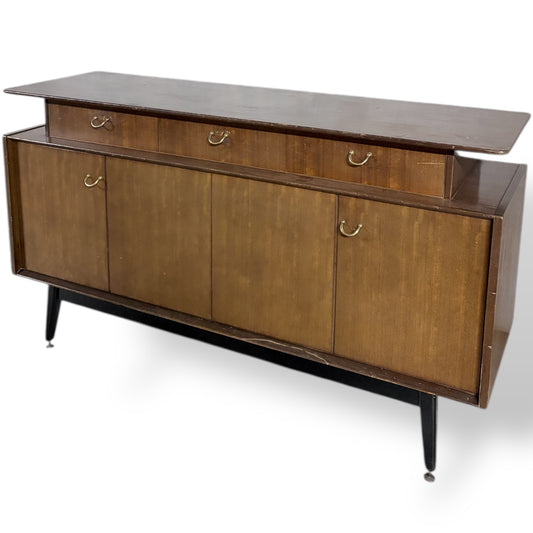 G Plan Sideboard | Mid Century Teak Wood Sideboard With Brass Handles & Storage