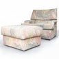 Vintage 1980s/1990s Abstract Pattern Armchair & Footstool – Retro Memphis Style Lounge Set