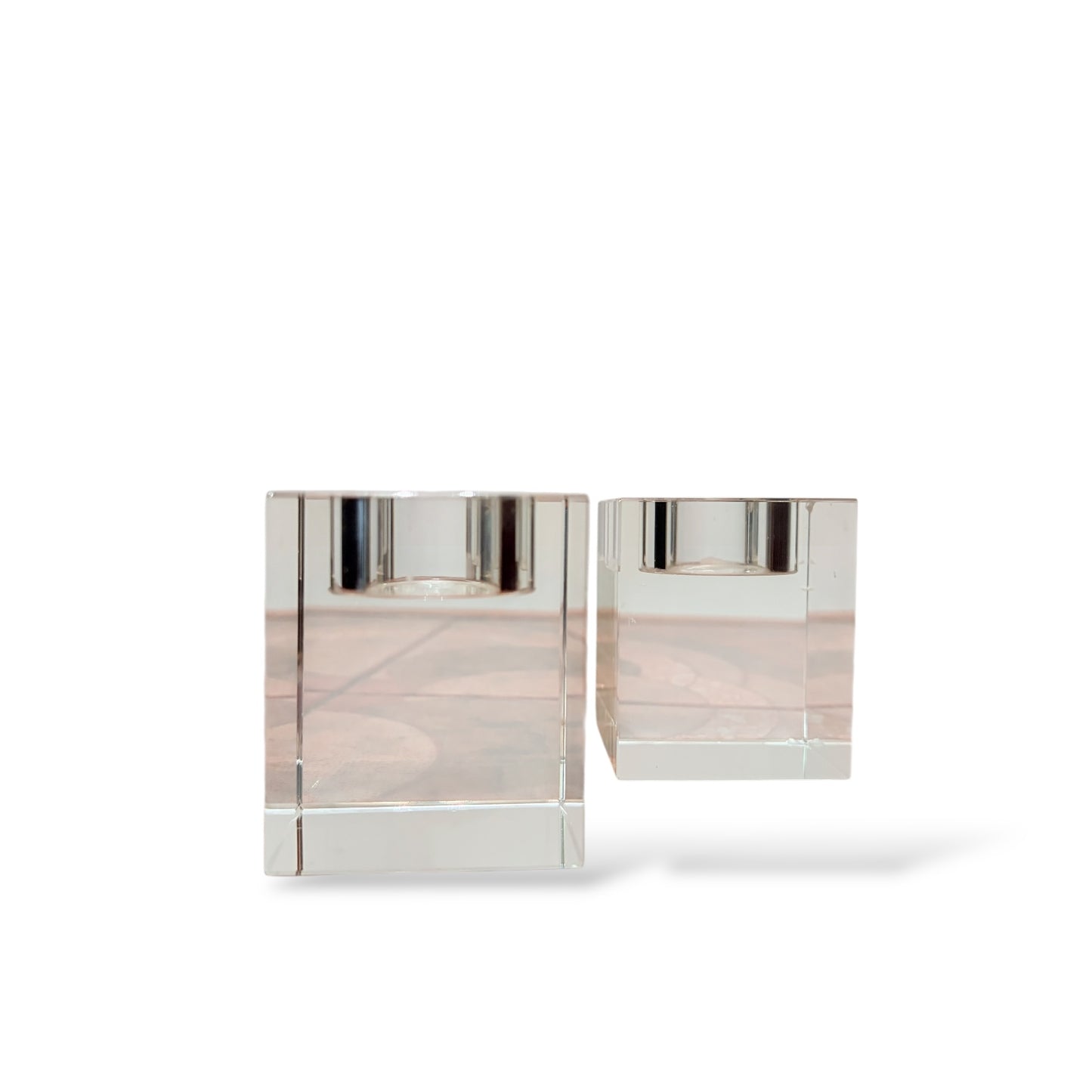 Vintage Lucite Tealight Candle Holders – Clear Acrylic Block Design (Pair) — view 6