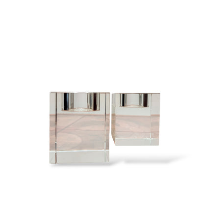 Vintage Lucite Tealight Candle Holders – Clear Acrylic Block Design (Pair) — view 6