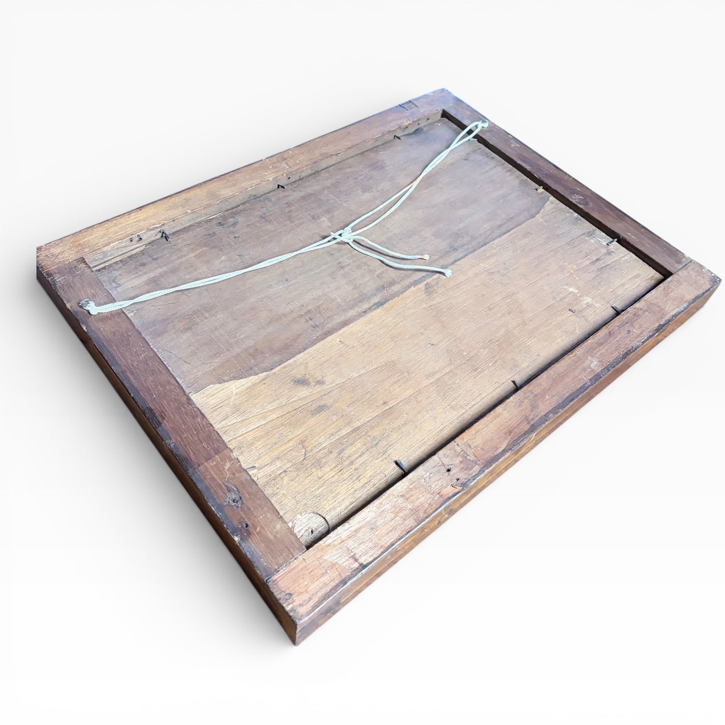 Antique Wood Marquetry Panel with Walnut Frame