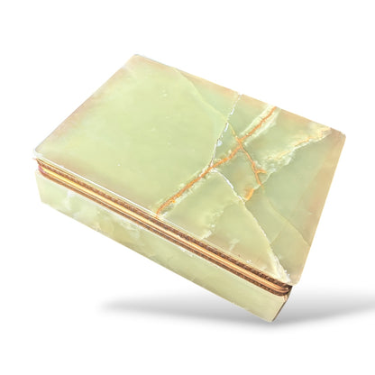 Italian Onyx Jewellery Box – Polished Green Marble Mid Century Jewelry Storage