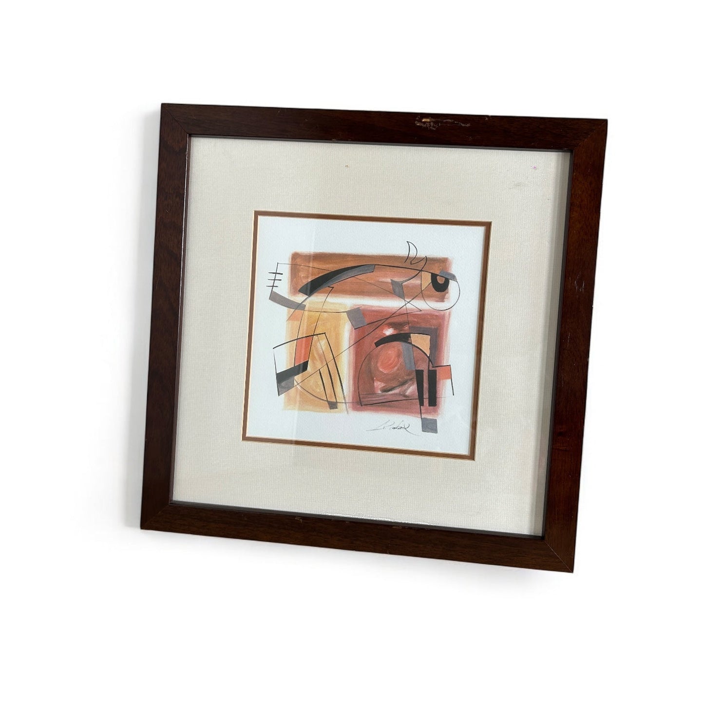 Alfred Gockel Signed Abstract Print – Mid Century Framed Artwork