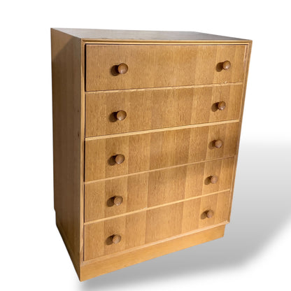 Mid-Century Meredew Oak Tallboy Chest of Drawers — view 8