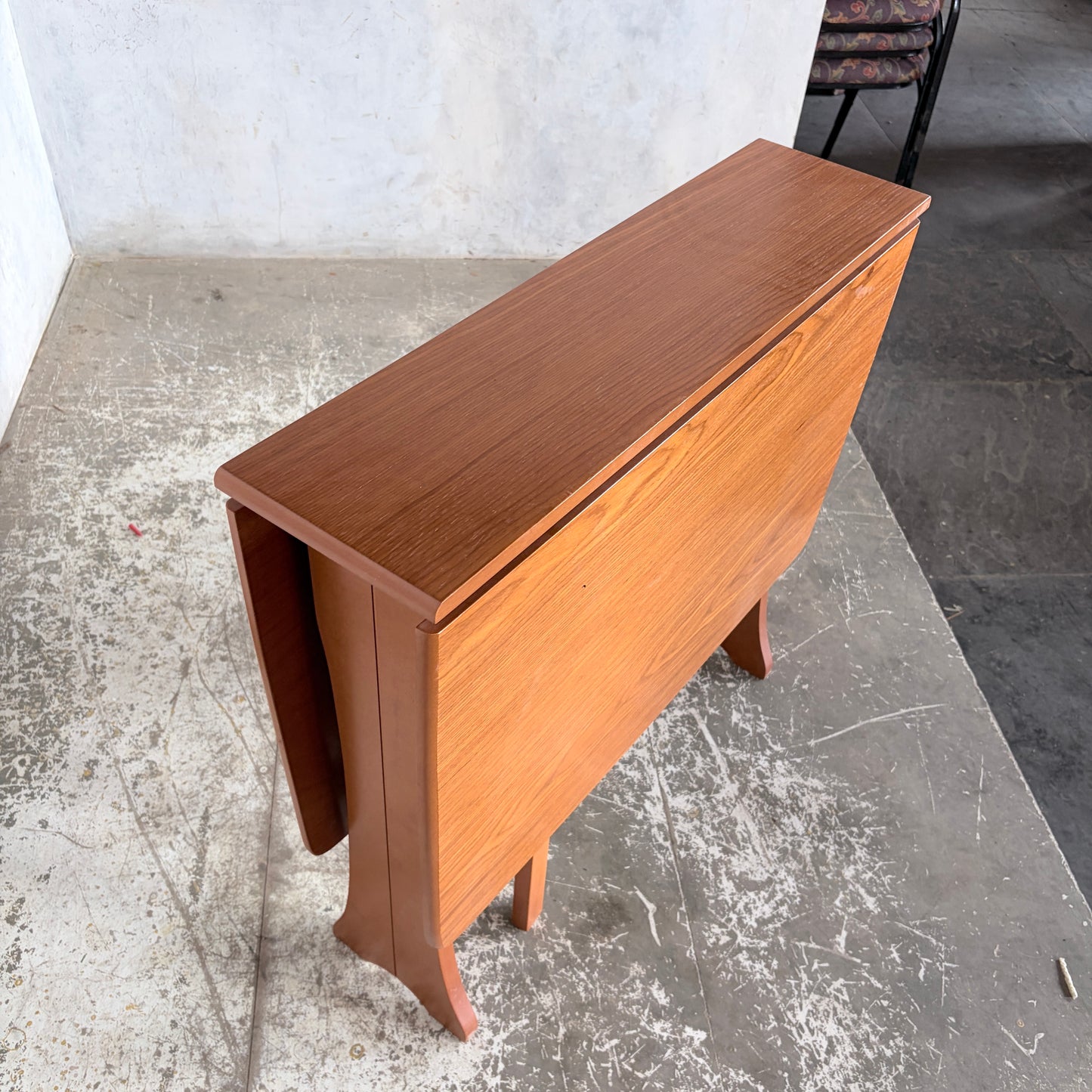 Mid Century Compact Teak Drop Leaf Dining Table Space Saving Fold Away Dining Table