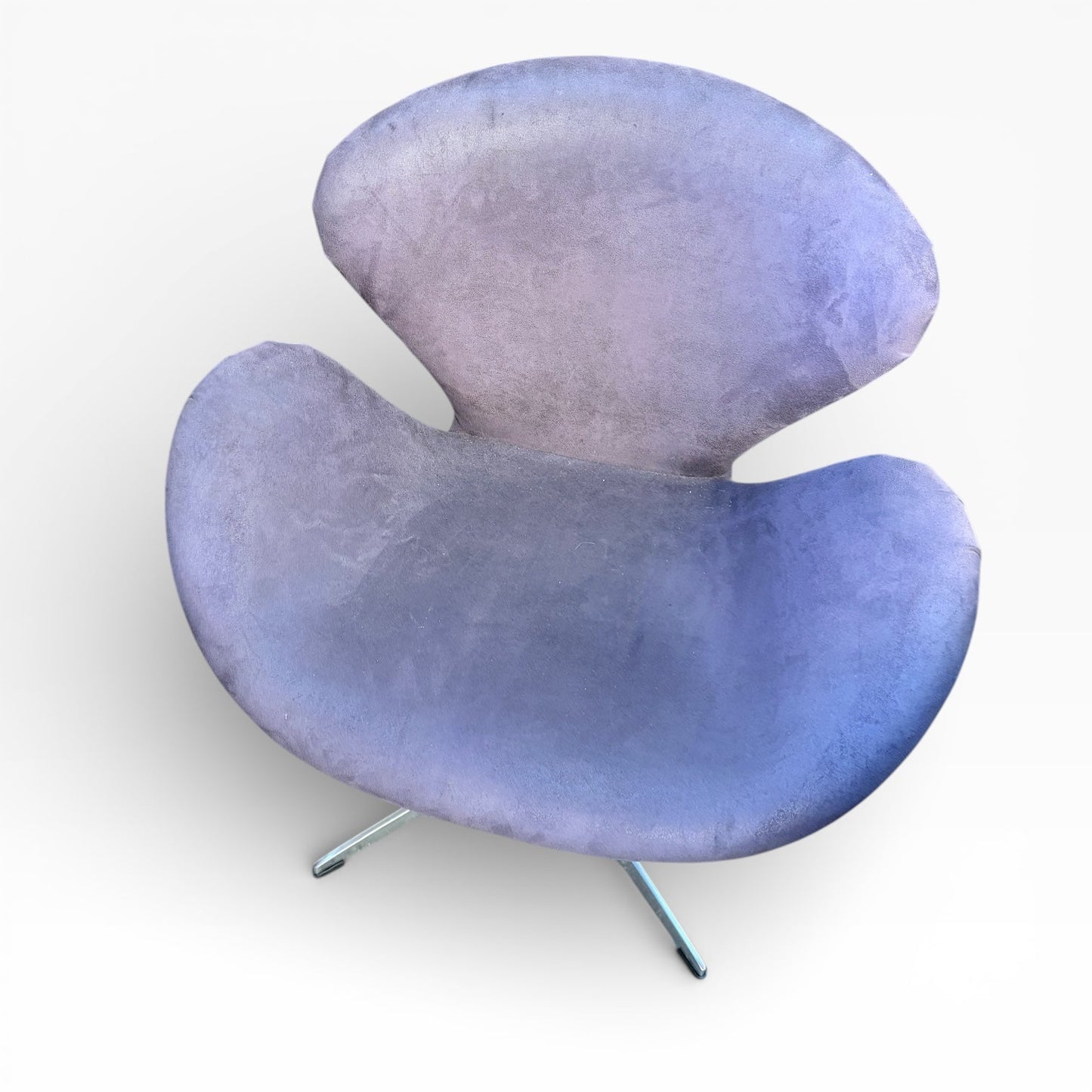 Mid Century Purple Swivel Lounge Chair with Chrome Base