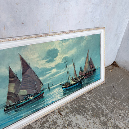 Mid-Century Framed Coastal Sailing Boat Print