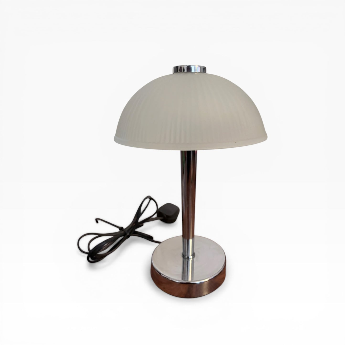 Vintage Chrome & Frosted Glass Mushroom Table Lamp – Mid Century — view 7
